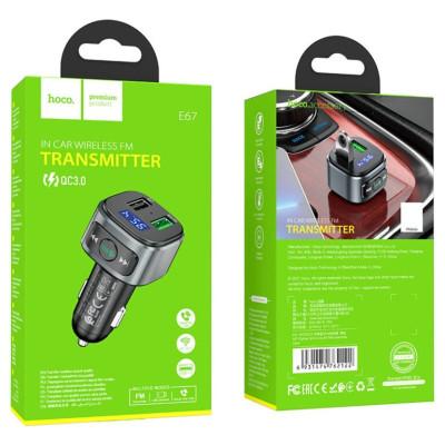 АЗП з FM-модулятором HOCO E67 Fighter QC3.0 car BT FM transmitter Black