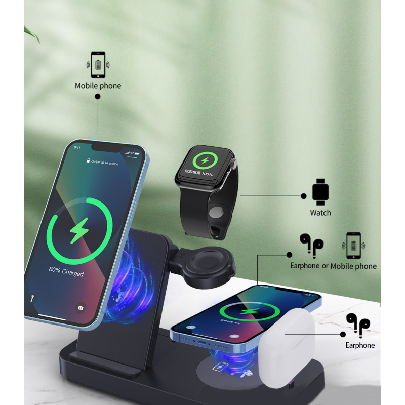 Бездротовий зарядний пристрій Vineedx B-19 Wireless Charger 4-in-1 15W