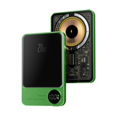 УМБ CYKE Q9+ Transparent 5000 mAh PD 20W MagSafe Wireless Powerbank Зеленый