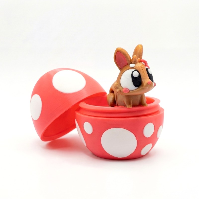 Easter Bunny with Egg Golden with Pink Bow - 3D Surprise Figurine