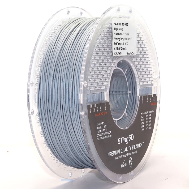 PLA Plastic STing3D Marble 1.75 mm 1 kg Light Grey Marble for 3D Printer