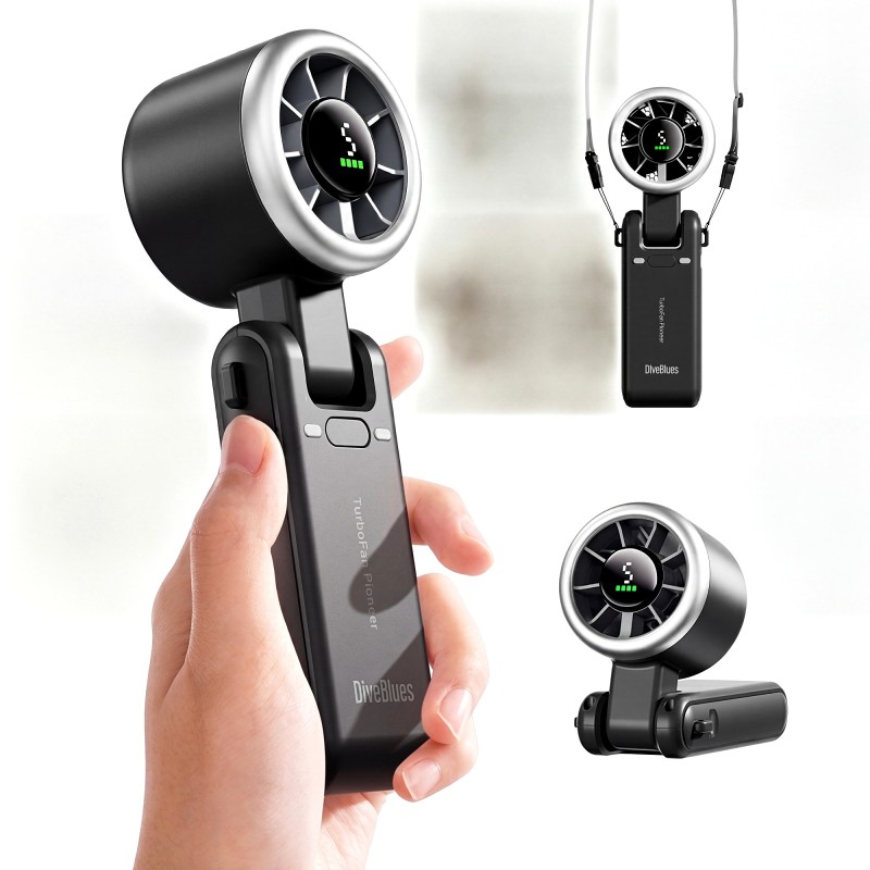 Вентилятор ручний з акумулятором та дисплеєм Diveblues Turbo Fan Темно-сірий (N607D-GY)