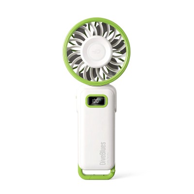 Вентилятор ручной DiveBlues Turbo Fan Pro с аккумулятором 3600mAh, дисплеем и 100 скоростями White-Green
