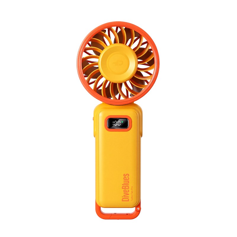 Вентилятор ручний DiveBlues Turbo Fan Pro з акумулятором 3600mAh, дисплеєм та 100 швидкостями Yellow+Orange