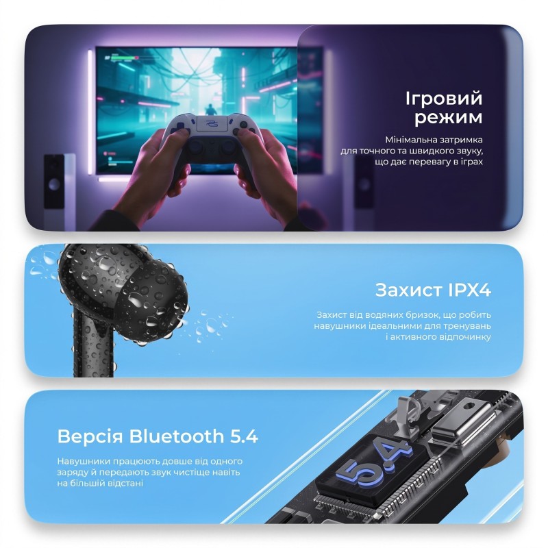Бездротові навушники Proove Intro Pro TWS with ANC (APP) obsidian black