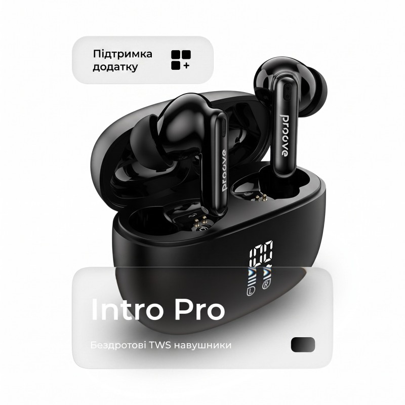 Бездротові навушники Proove Intro Pro TWS with ANC (APP) obsidian black
