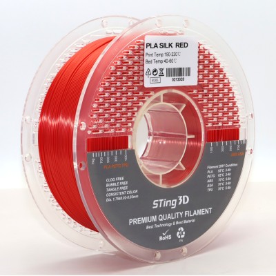 PLA Filament (plastic) for 3D Printer STing3D Silk 1kg, 1.75mm, Red