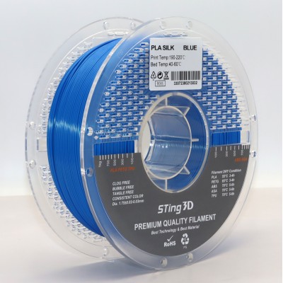 PLA Filament (plastic) for 3D printer STing3D Silk 1kg, 1.75mm, Blue