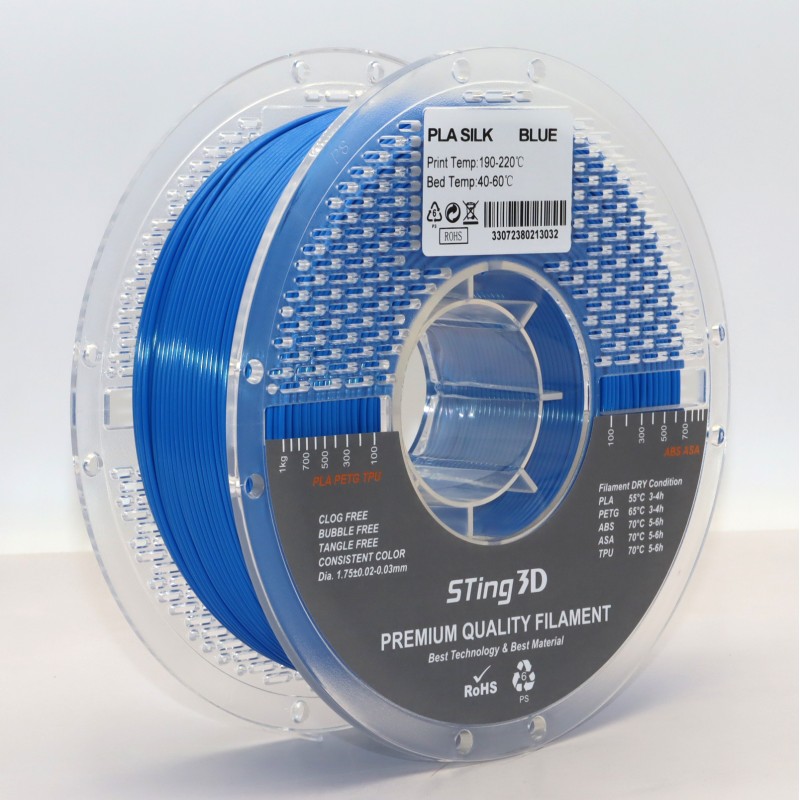 PLA Filament (пластик) для 3D принтера STing3D Silk 1кг, 1.75мм, Синий