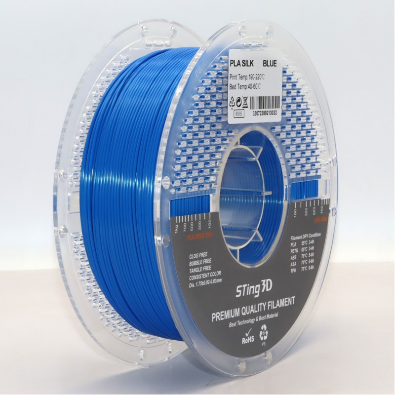 PLA Filament (пластик) для 3D принтера STing3D Silk 1кг, 1.75мм, Синий