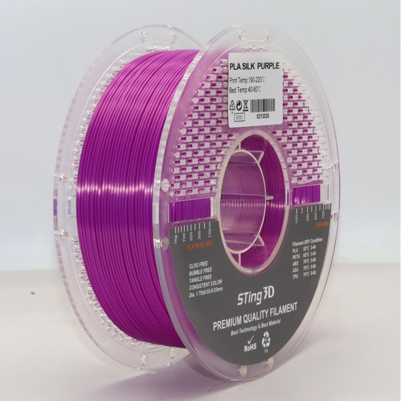 PLA Filament (пластик) для 3D принтера STing3D Silk 1кг, 1.75мм, Фиолетовый