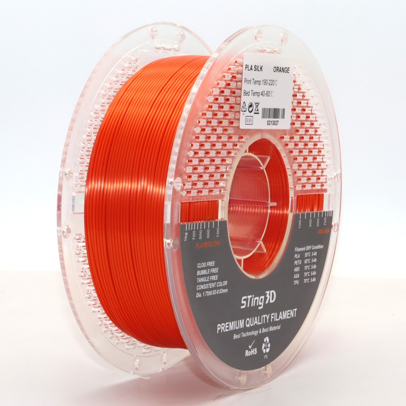 PLA Filament (plastic) for 3D Printer STing3D Silk 1kg, 1.75mm, Orange
