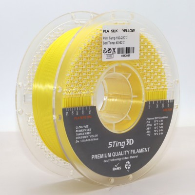 PLA Filament (пластик) для 3D принтера STing3D Silk 1кг, 1.75мм, Желтый
