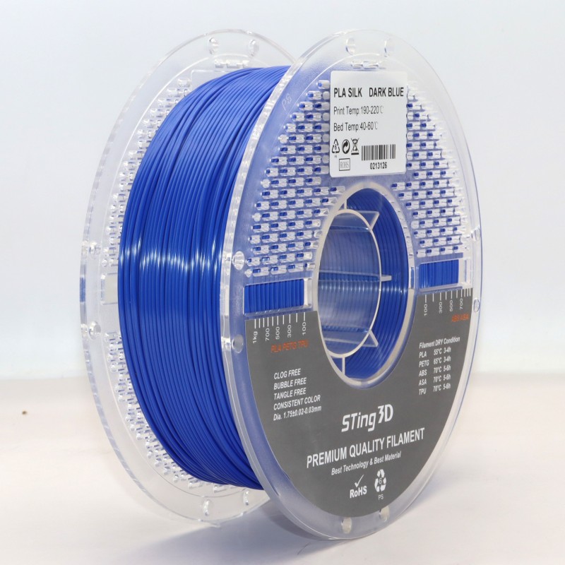 PLA Filament (plastic) for 3D Printer STing3D Silk 1kg, 1.75mm, Dark Blue