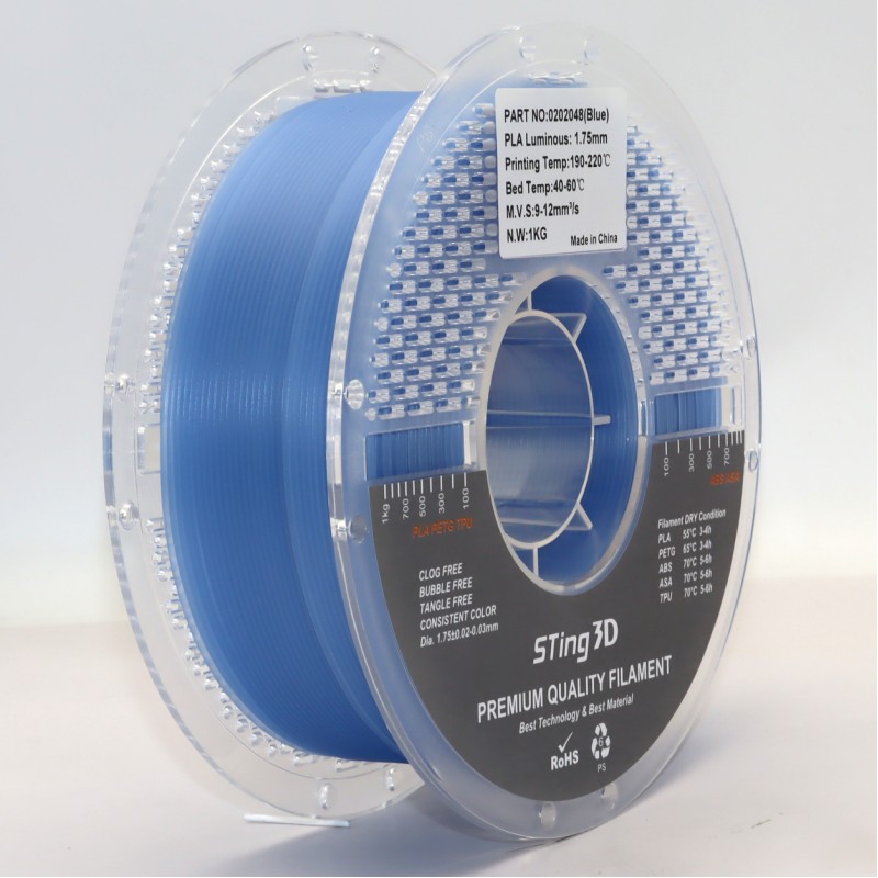 PLA пластик STing3D Luminous світиться в темряві 1.75 мм 1 кг Синій для 3D друку