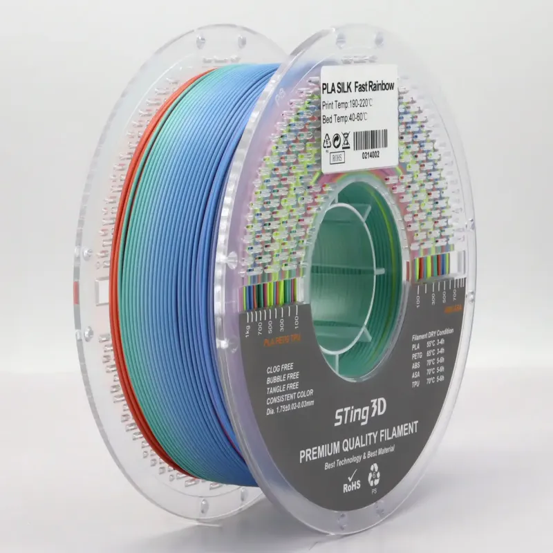 PLA пластик STing3D PLA Rainbow 1.75 мм 1 кг Silk Fast Change Rainbow