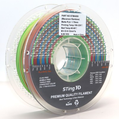 PLA пластик STing3D Macaron Matte Rainbow 1.75 мм 1 кг для 3D друку
