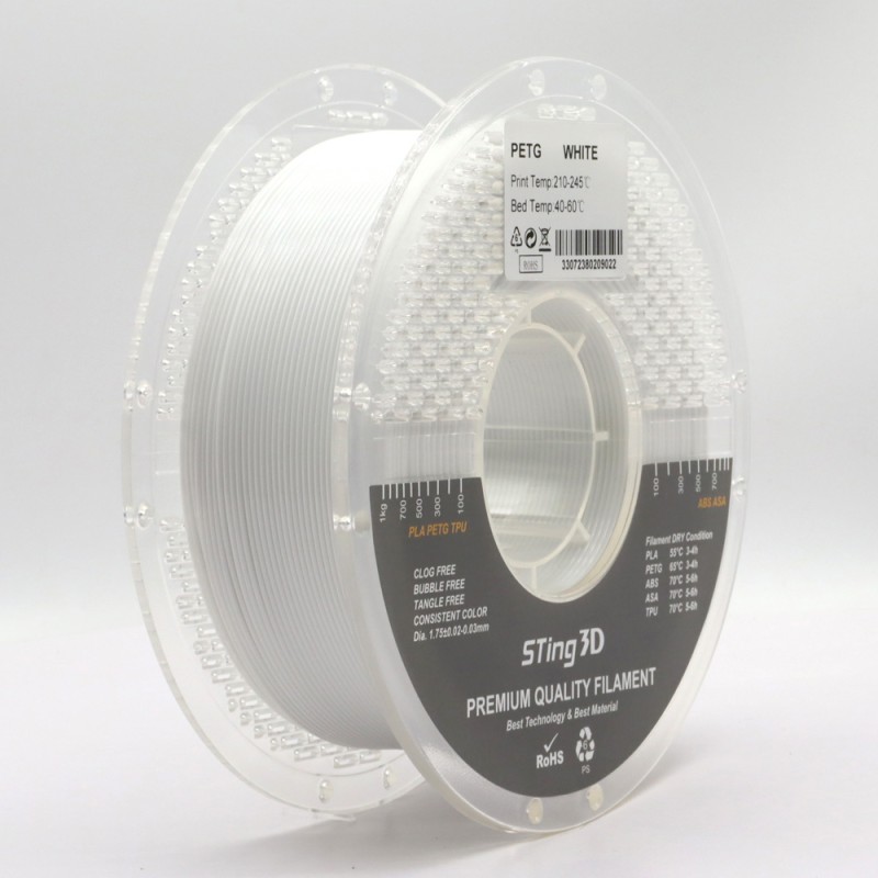 PETG пластик STing3D Білий 1.75 мм 1 кг для 3D друку