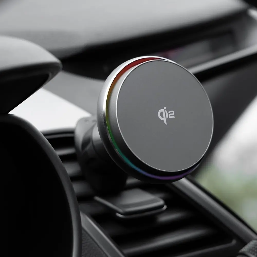 Автомобільний тримач з бездротовим ЗП Proove IceCore QI2 15W gray