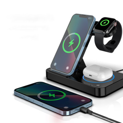 Беспроводное зарядное устройство для Vineedx B-18 4-in-1 для iPhone, Apple Watch, AirPods 15W Wireless Charger