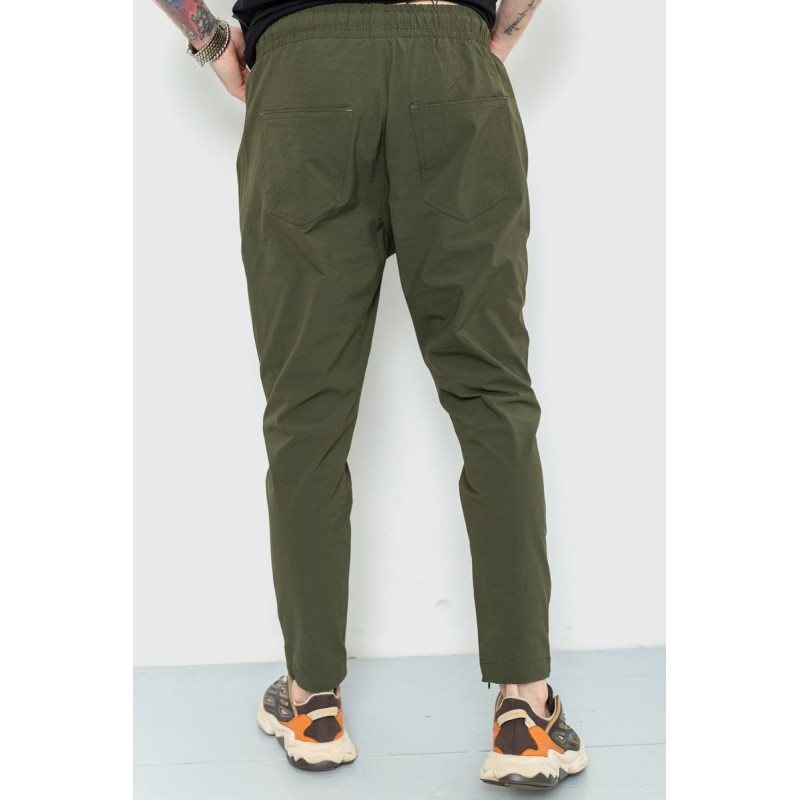Спортивные мужские брюки тонкие стрейчевые, цвет хаки, 157R100
