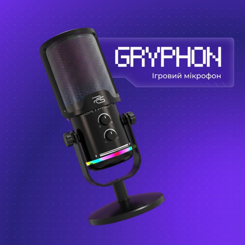 Ігровий мікрофон Proove Gaming Gryphon Black - конденсаторний USB мікрофон для стримів Ігровий мікрофон Proove Gaming Gryphon Black - конденсаторний USB мікрофон для стримів