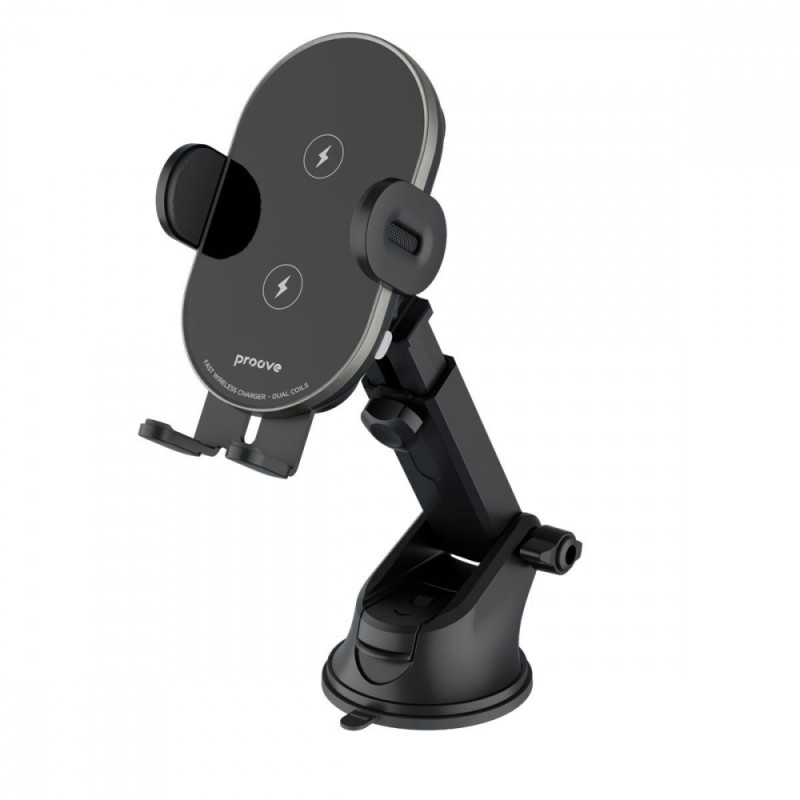 Автомобильный держатель с беспроводным ЗУ Proove Rounded Energy Pro 15W black