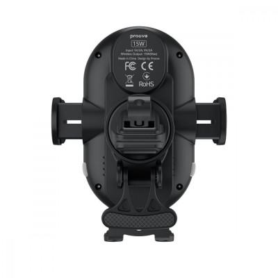 Автомобільний тримач з Бездротовим ЗП Proove Rounded Energy Pro 15W black