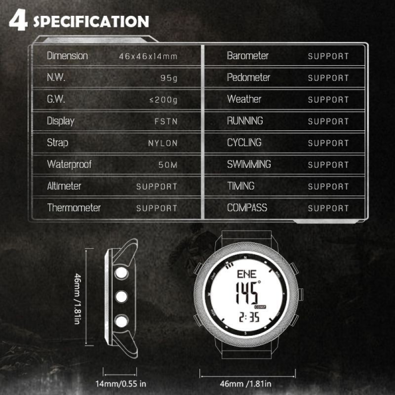 Цифровые Часы NORTH EDGE Apache 46 black