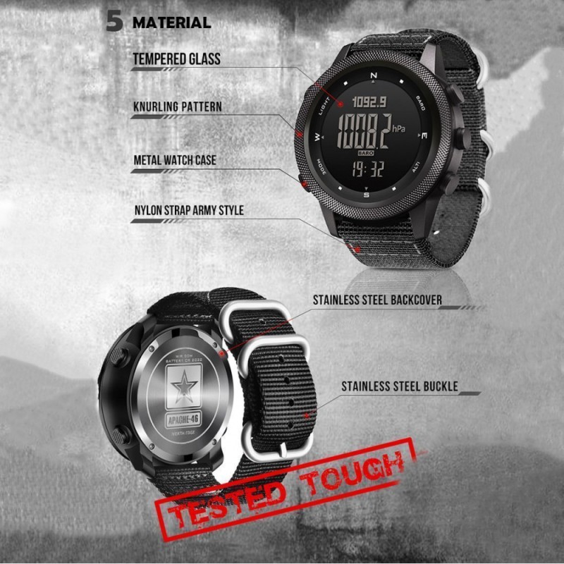 Цифровые Часы NORTH EDGE Apache 46 black