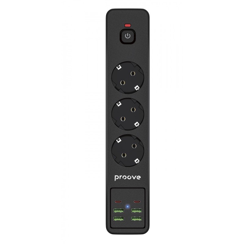 Мережевий фільтр Proove Power Strip P-03 (3 розетки + 4 USB + 2 Type-C) 2М black