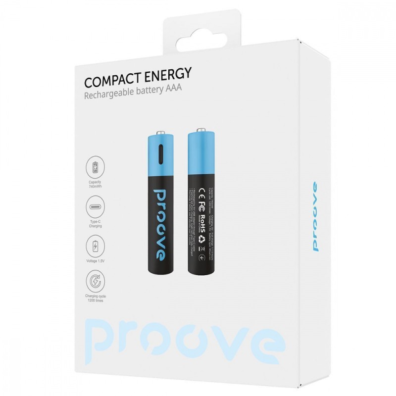 Rechargeable batteries Proove Compact Energy AAA 2 pcs Black