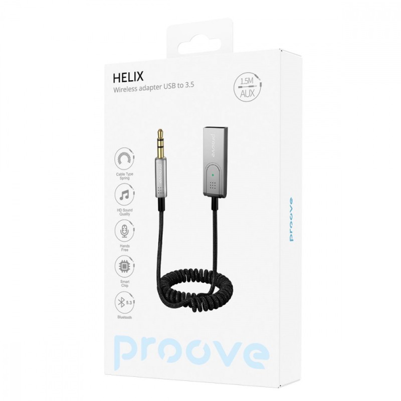 Автомобільний Аудіо Bluetooth Адаптер Proove Helix Metal Gray