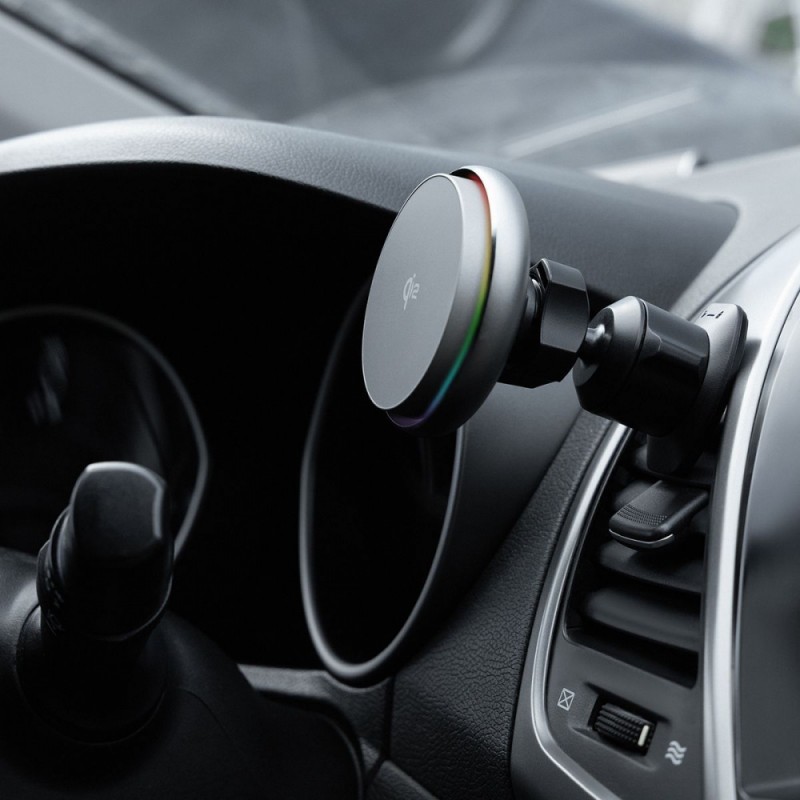 Автомобільний тримач з Бездротовим ЗП Proove IceCore QI2 15W Gray