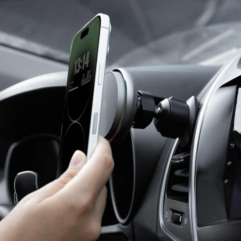 Автомобільний тримач з Бездротовим ЗП Proove IceCore QI2 15W Gray