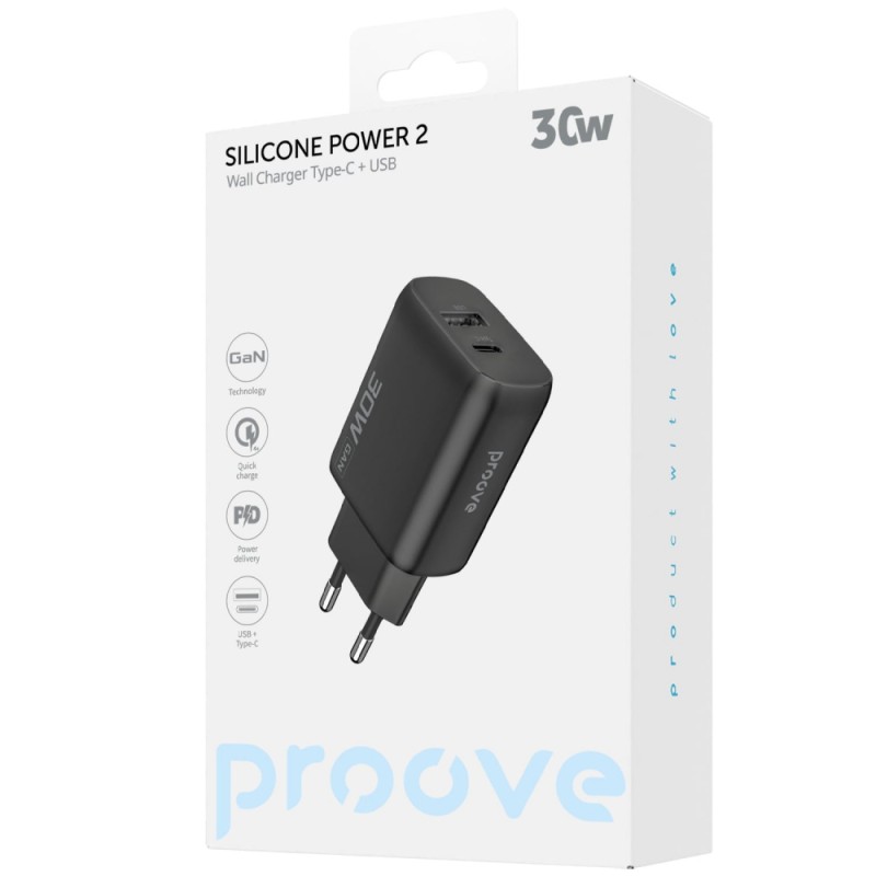 MZP Proove Silicone Power 2 30W (Type-C + USB) Black