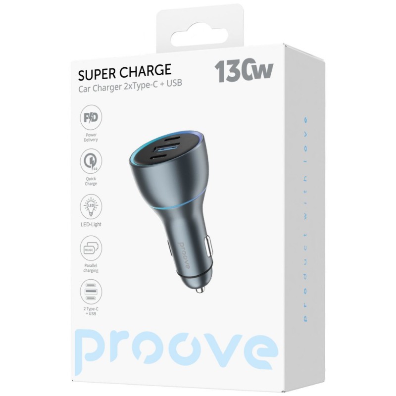 АЗП Proove Super Charge 130W (2 Type-C + USB) black АЗП Proove Super Charge 130W (2 Type-C + USB) black