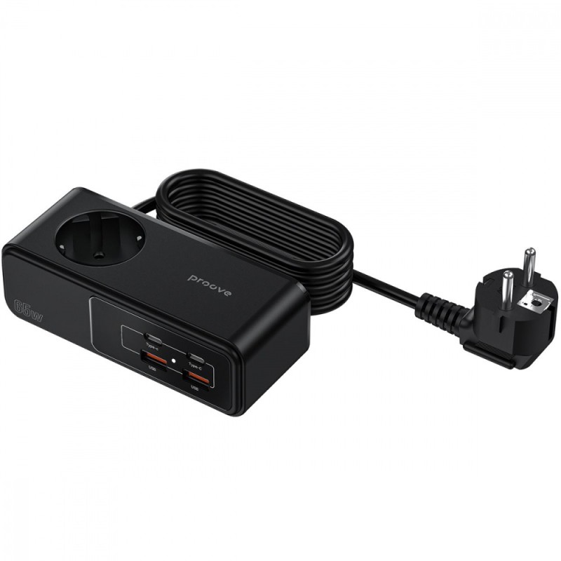 Сетевой фильтр Proove Homester Pro 65W (AC+2xType-C+2xUSB) 1.5m Black Сетевой фильтр Proove Homester Pro 65W (AC+2xType-C+2xUSB) 1.5m Black