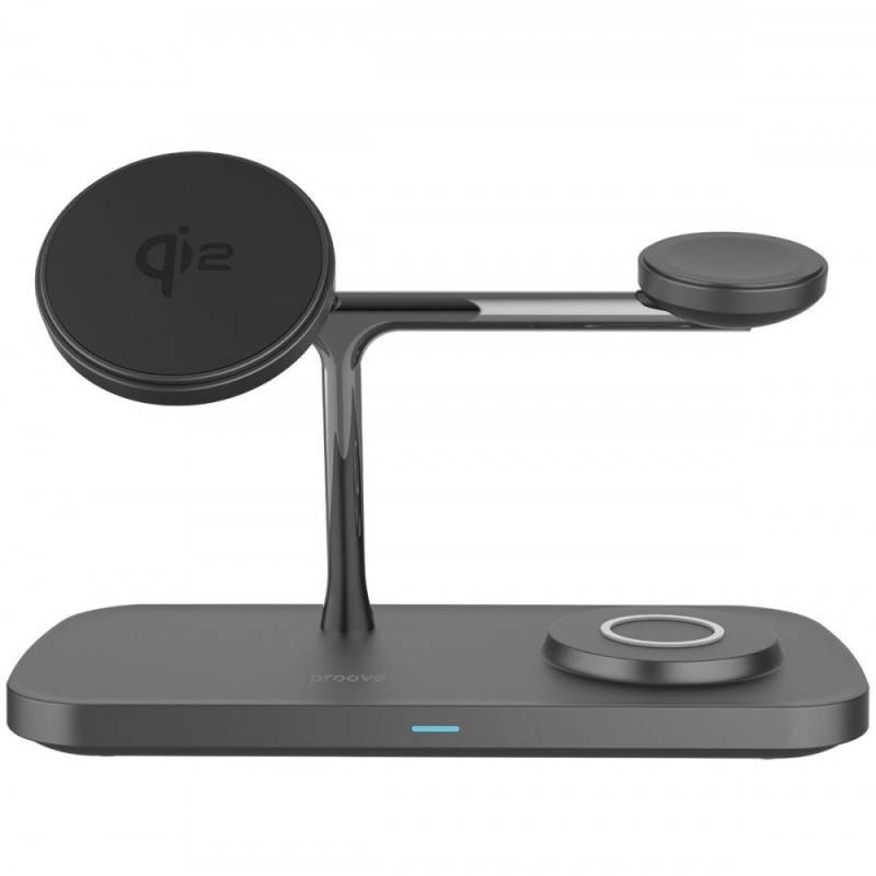 Бездротова зарядна станція Proove Magnetic Field Pro 3 in 1 Qi2 15W Black