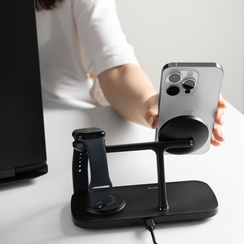 Бездротова зарядна станція Proove Magnetic Field Pro 3 in 1 Qi2 15W Black