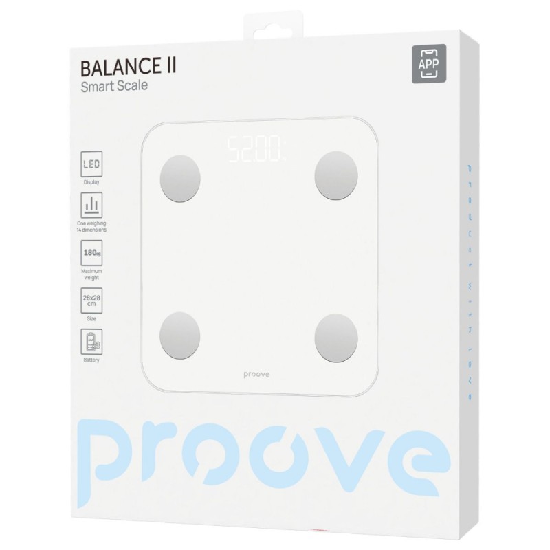 Смарт-ваги Proove Balance II White - точні підлогові ваги з Bluetooth