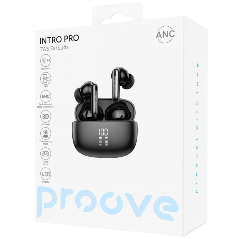 Бездротові навушники Proove Intro Pro TWS with ANC (APP) obsidian black
