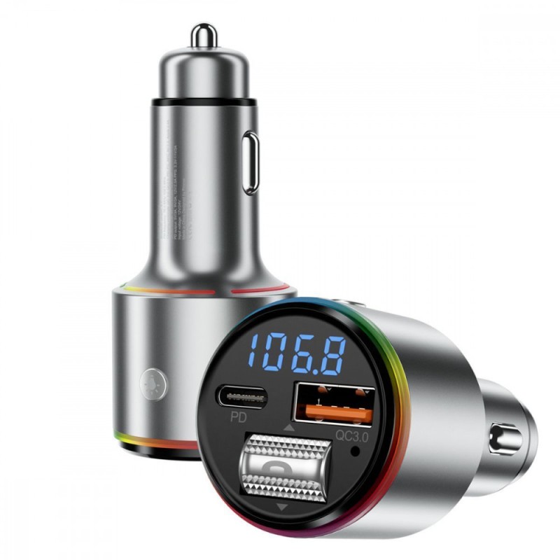 АЗУ с FM-модулятором Proove FM Launcher Power Drive 30W (PD+QC3.0) Type-C+USB+AUX Silver АЗУ с FM-модулятором Proove FM Launcher Power Drive 30W (PD+QC3.0) Type-C+USB+AUX Silver