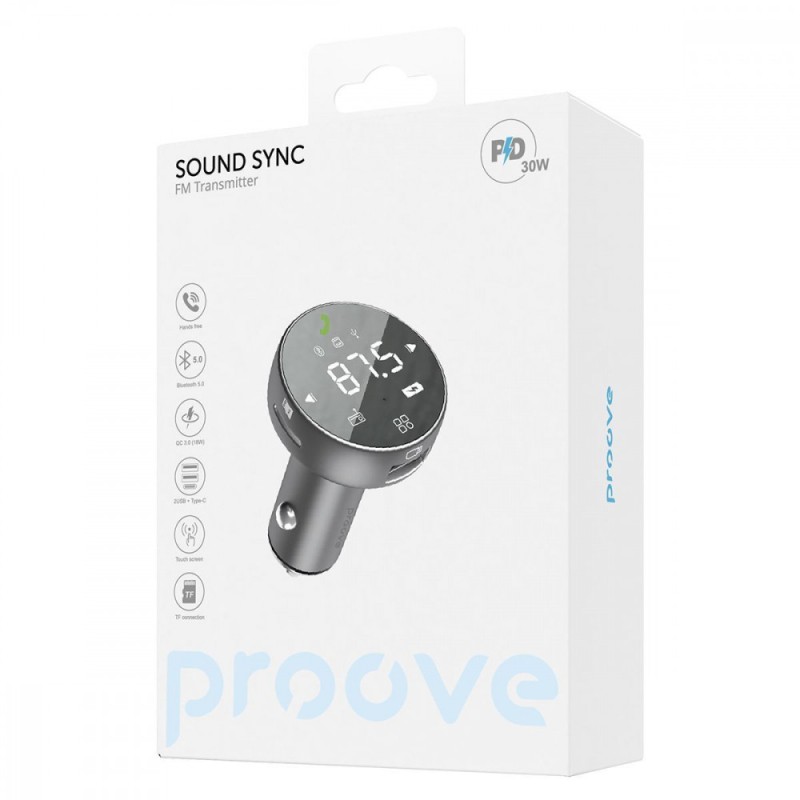 АЗУ Proove FM Launcher Sound Sync 30W (PD+QC3.0) Type-C+USB Gray АЗУ Proove FM Launcher Sound Sync 30W (PD+QC3.0) Type-C+USB Gray