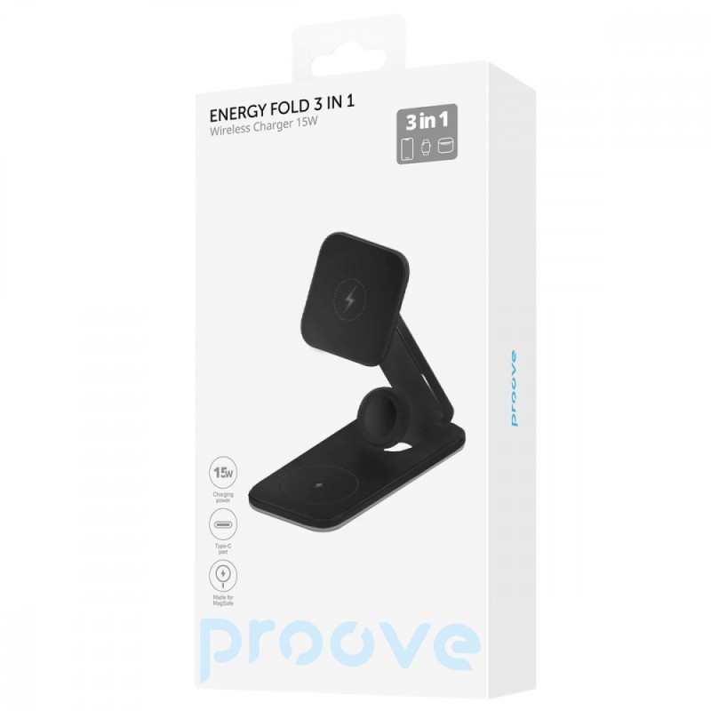 Беспроводной ЗП Proove Energy Fold 3 in 1 Black Беспроводной ЗП Proove Energy Fold 3 in 1 Black
