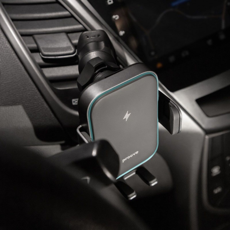 Автомобильный держатель с беспроводным ЗУ Proove Triple Clamp Pro 15W Metal Gray