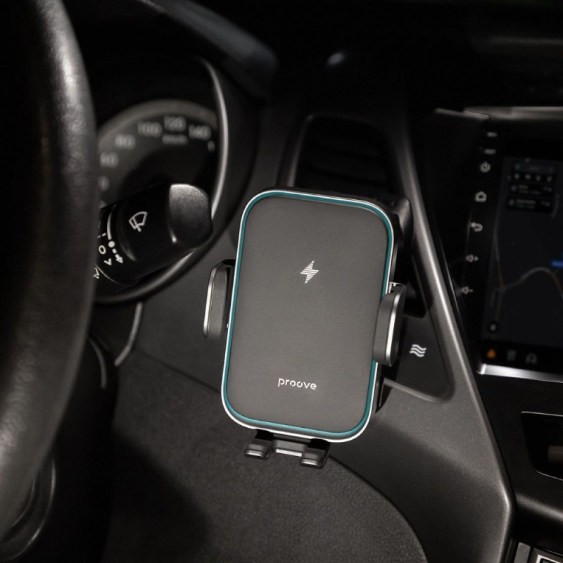 Автомобильный держатель с беспроводным ЗУ Proove Triple Clamp Pro 15W Metal Gray