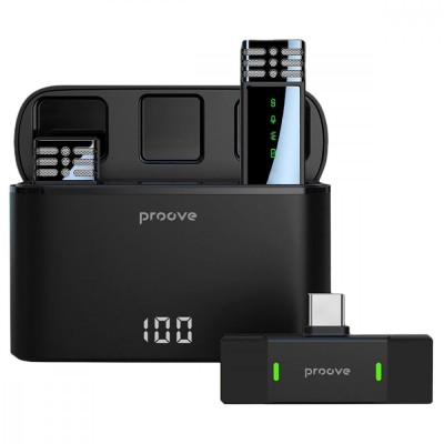Proove Record Type-C Wireless Lavalier Microphone Black