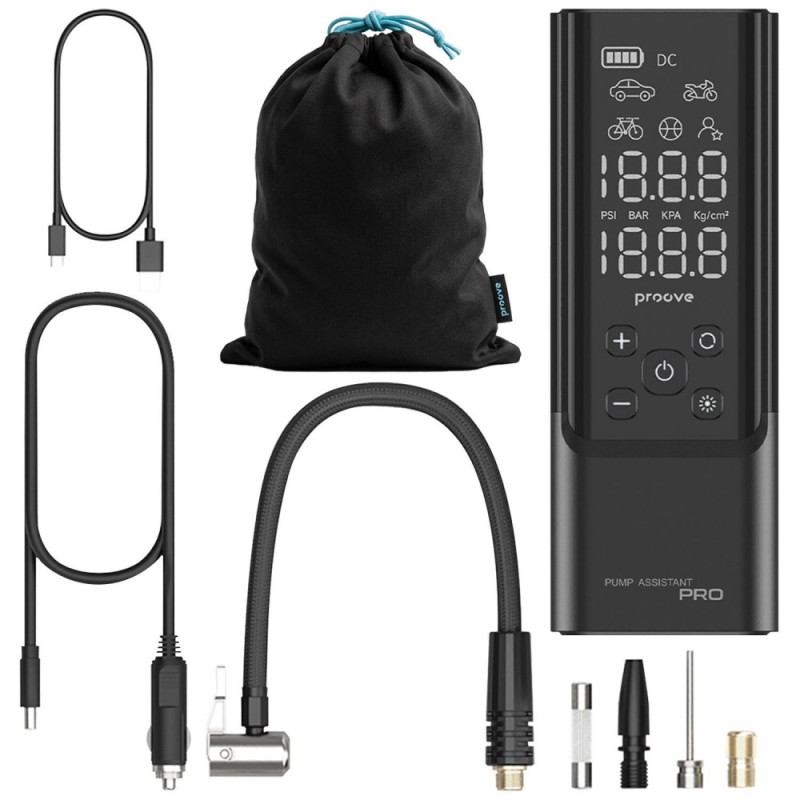Proove Pump Assistant Pro 120W 7500mAh Car Air Pump Black - Portable Compressor with Power Bank