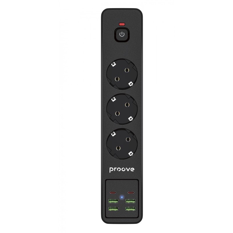 Мережевий фільтр Proove Power Strip P-03 (3 розетки + 4 USB + 2 Type-C) 2М black